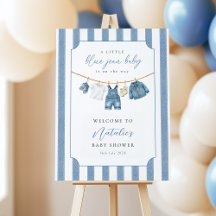 Cartel de bienvenida para baby shower 'Blue Jean B