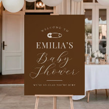 Cartel de bienvenida para baby shower chic marrón