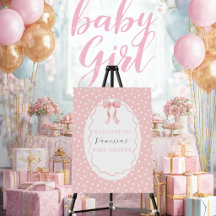 Cartel de Bienvenida para Baby Shower con Lunares