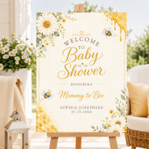 Cartel de Bienvenida para Baby Shower de Abeja de 