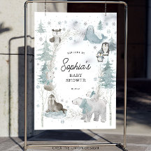 Cartel de bienvenida para Baby Shower de Animales 