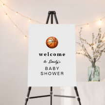 Cartel de bienvenida para baby shower de baloncest
