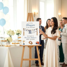 Cartel de bienvenida para baby shower de béisbol L