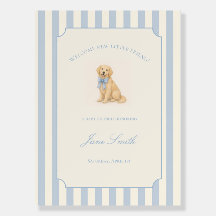Cartel de bienvenida para baby shower de cachorro