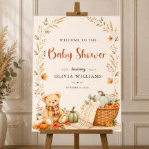 Cartel de bienvenida para baby shower de calabaza