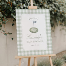 Cartel de bienvenida para baby shower de golf en c