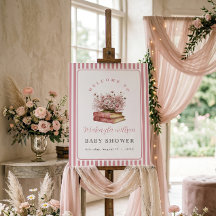 Cartel de bienvenida para baby shower de libros fl