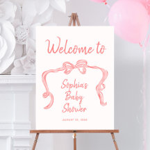 Cartel de bienvenida para baby shower de niña con