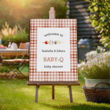 Cartel de bienvenida para baby shower de Q Barbecu