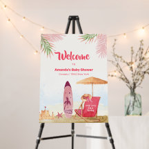 Cartel de bienvenida para baby shower de tabla de