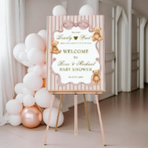 Cartel de bienvenida para baby shower Oso Teddy Be