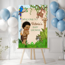 Cartel de bienvenida para baby shower safari de ni