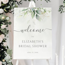 Cartel de bienvenida para ducha de novia con veget
