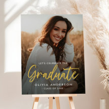 Cartel de bienvenida para fiesta de graduación con