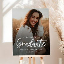 Cartel de bienvenida para fiesta de graduación con