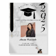 Cartel de bienvenida para fiesta de graduación con
