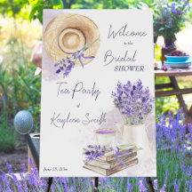 Cartel de bienvenida para fiesta de té de lavanda