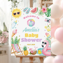 Cartel de bienvenida para fiesta de verano de niña