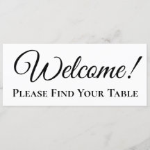 Cartel de bienvenida para la tabla de asientos del