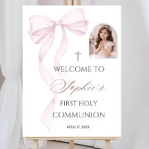 Cartel de bienvenida para Primera Comunión acuarel