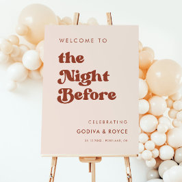 Cartel de bienvenida rosa melocotón retro La Noche