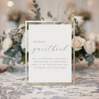 Cartel de boda de libro de visitas de audio azul p