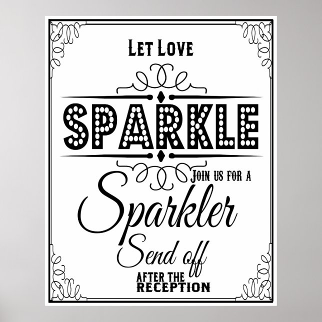 Cartel de boda Destello de despedida póster (Frente)