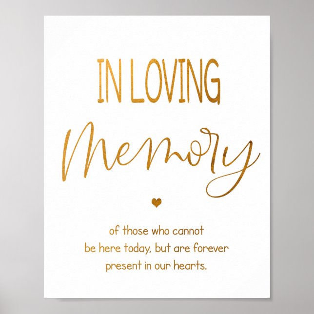 Cartel de boda In Loving Memory de 8x10 póster (Frente)