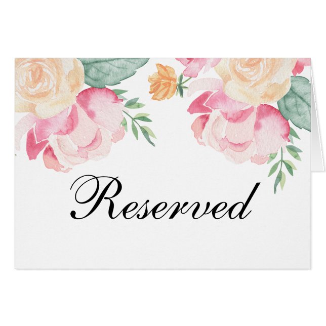 Cartel de boda reservada con flores rosadas y melo (Anverso (Horizontal))