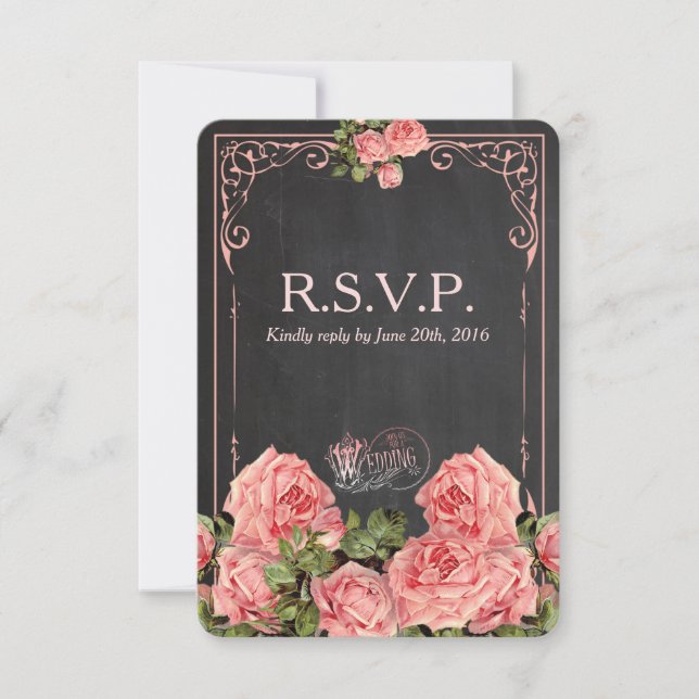 Cartel de boda vintage - Tarjeta de respuesta (Anverso)