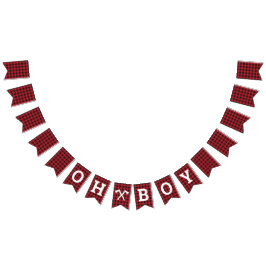 Cartel de Bunting de Plaid Oh Boy Baby Shower