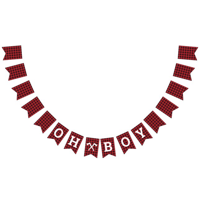 Cartel de Bunting de Plaid Oh Boy Baby Shower (Todo)