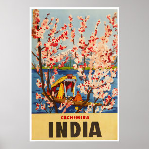 Cartel de Cachemira India Flor de Cerezo Arte Indi