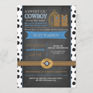 Cartel de Chalk Cowboy Invitación para bebé