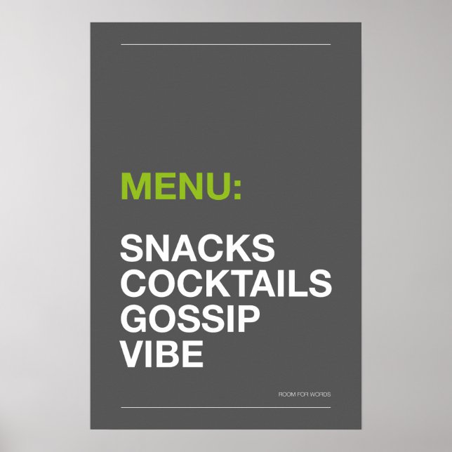 CARTEL DE COCINA: SNACKS – Póster divertido de coc (Frente)