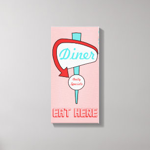 Cartel de comedor rosa en lienzo