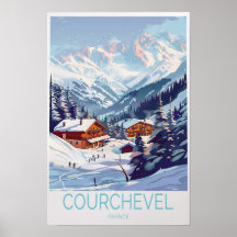 Cartel de Courchevel Francia Impresión de Invierno