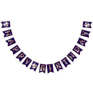 Cartel De Cumpleaños De Rosa En Morple Happy