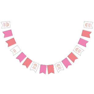 Cartel de cumpleaños del arcoiris rosado - Bunting