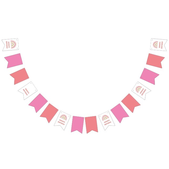 Cartel de cumpleaños del arcoiris rosado - Bunting (Todo)