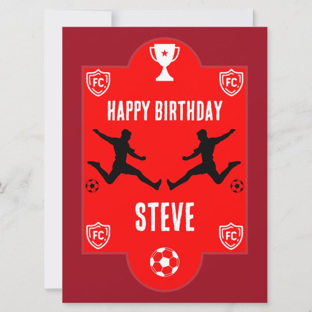 Cartel de cumpleaños del fútbol de fútbol (Anverso)