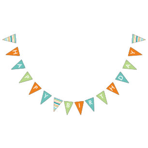 Cartel de cumpleaños feliz con franjas