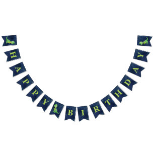 Cartel de cumpleaños feliz de Dinosaurio acuático