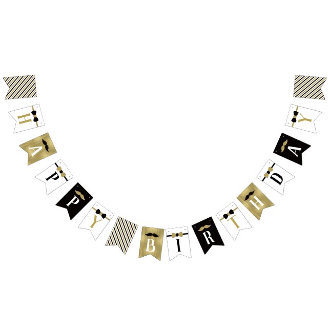 Cartel de cumpleaños feliz en oro negro y falso (Todo)