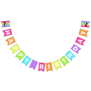 Cartel de cumpleaños feliz para el arco iris del p