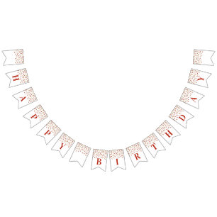 Cartel de cumpleaños feliz Red Gold Confetti