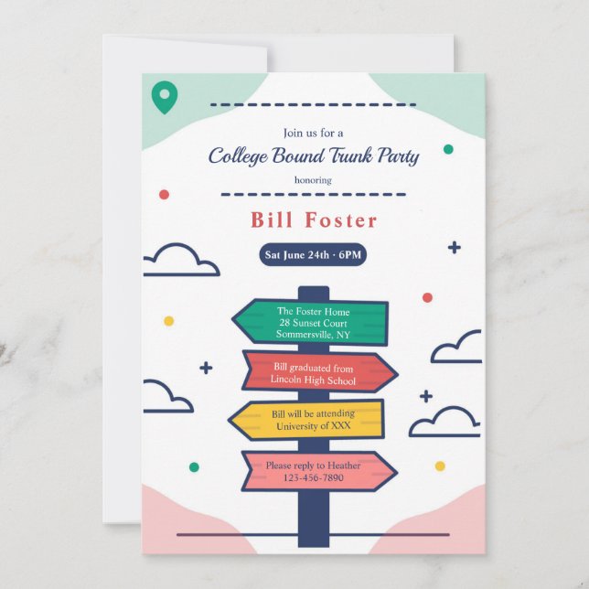 Cartel de dirección Colegio Invitación de destino (Anverso)