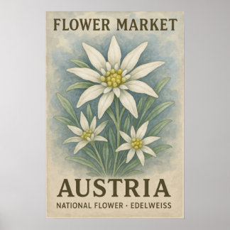 Cartel de Edelweiss Arte Flor Nacional de Austria