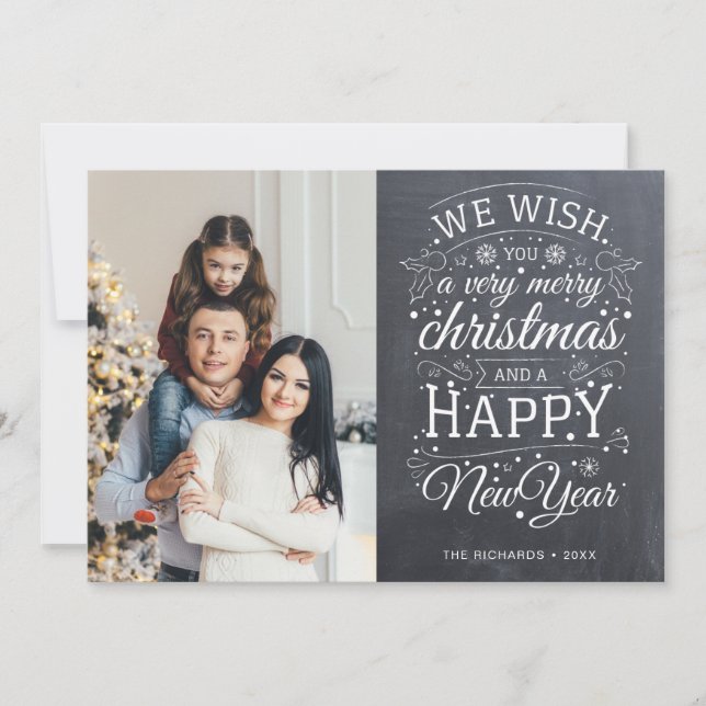 Cartel de escalas rusas muy feliz foto de Navidad (Anverso)