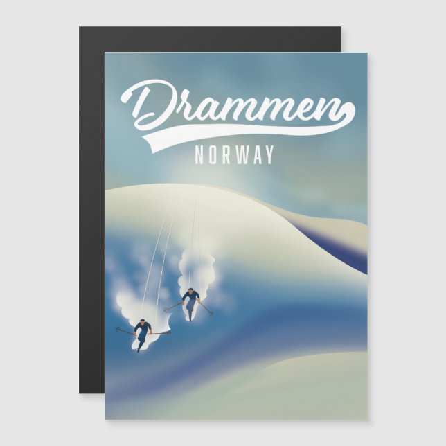 Cartel de esquí de Drammen Noruega (Anverso/Reverso)